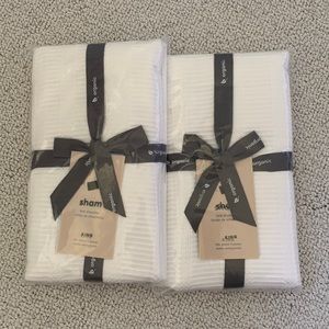 West Elm Organic White King Textured Bed Shams (New)